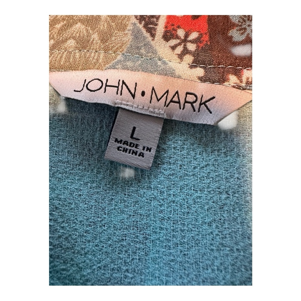 John Mark Teal Floral Long Sleeve Blouse - Picture 6 of 16